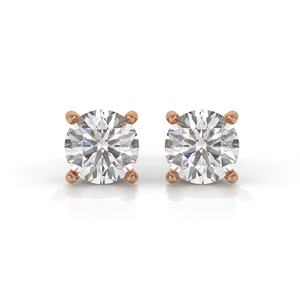 Boucles d'oreilles clous en diamant taille brillant rond, sertissage classique à quatre griffes, faites à la main, exquises, en or 10k 14k 18k, minimalistes, DiaJewelry - Product Image 1