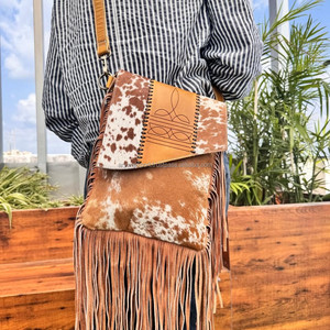 Nuevo bolso cruzado con flecos de punto de bota de cuero genuino para mujer, bolso cruzado oculto para llevar a mano, monedero de cuero de vaca - Product Image 3