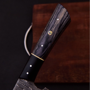 Couteau de chef SM Knives Sm4 de 13 pouces, forgé à la main en damas, manche en bois, étui en cuir, garantie de 3 ans - qualité industrielle/bricolage - Product Image 2