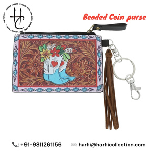 Cổ điển nghệ nhân da nâu ví tiền xu Retro thiết kế phương tây với chi tiết dập nổi và đóng cửa dây kéo an toàn - Product Image 4