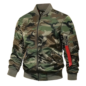 Customized <b>Men's</b> Street Wear Bomber <b>Jackets</b> <b>Camo</b> Design Zipper Up Windproof Long Sleeves Autumn Winter Bomber <b>Jackets</b> - Product Image 1