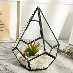 Terrarium en verre exclusif avec support métallique – Élégant pot de fleurs d'intérieur, accent décoratif pour la maison - Product Image 6