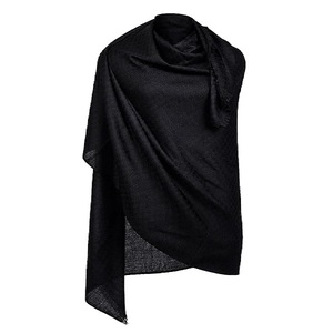 Elegant Designer Cashmere Silk Wool Reversible Stole for Women Soft Lightweight <b>Black</b> and Navy Small Check Shawl <b>Wrap</b> Fashion - Product Image 1