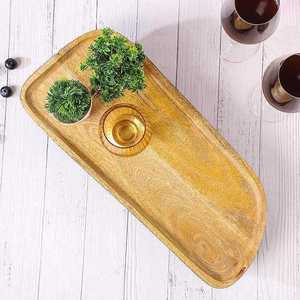 Plateau de service en bois écologique, plateau en bois massif naturel pour la décoration de la maison et les cadeaux à prix abordable - Product Image 2