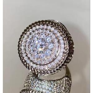 Luxury Men's RAHA EXPORT Gold Plated 925 Silver Cocktail <b>Ring</b> Brilliant Cut Zircon Pave Setting Geometric <b>Crown</b> Style Wedding - Product Image 4
