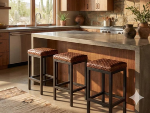 Tabouret de bar vintage en cuir et fer, design industriel moderne pour cuisine, hôpital, centre commercial, hôtels, salle à manger, extérieur, salon - Product Image 5