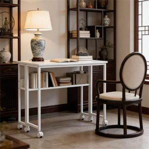 Scrivania Pieghevole Bianca per Spazi Ristretti, Scrivania Portatile per Ufficio - Product Image 1