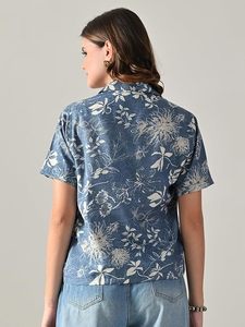 เสื้อเชิ้ตชายหาดผู้หญิงพิมพ์ลายดอกไม้แขนสั้น ผ้าฝ้ายผสมเนื้อนุ่มพิเศษ เสื้อเชิ้ตผู้หญิงทรงพอดีตัวมีสไตล์ - Product Image 2
