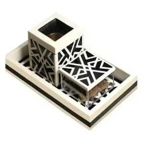 Nouvel Arrivage – Coffret de Luxe Rectangulaire en Bois Beige avec Incrustations Arabes pour Brûleur de Bakhoor et Chauffe-Bougie, Idéal pour Cadeaux de l'Aïd et du Ramadan - Product Image 1