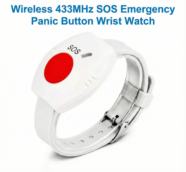 Emergency SOS Wrist Watch Panic Button 433mhz Wireless Caregiver Pager for Seniors