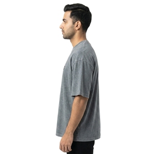 T-shirts Homme 2026 en Gros, Délavés à l'Acide, Coupe Oversize Épaules Dénudées, Couleur Unie, Tendance Décontractée, Marque de Mode, 100% Coton - Product Image 2