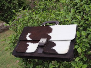 Hair-on Hide Crossbody Bag for <b>Laptop</b> Genuine Leather Shoulder Bag for Travel and Office Use OEM Factory Service LHLB-0009 - Product Image 2