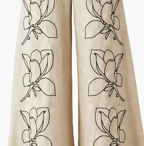 Pantalon cargo taille haute pour femme, coupe large, en toile respirante à motif floral, idéal pour le bureau, personnalisable avec logo OEM - Product Image 1