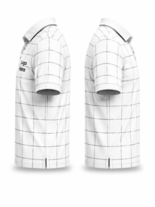 Camisa Casual Blanca de Manga Corta para Hombre, con Botones, Logotipo Personalizado en el Frente, Tejido de Poliéster/Algodón Transpirable - Product Image 4