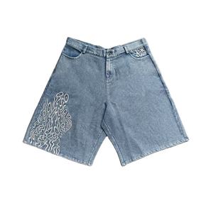 Shorts en jean pour hommes d'inspiration rétro, adaptés au streetwear et aux tenues décontractées - Product Image 6