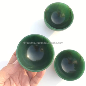 Cuenco de Jade Verde Natural Tallado a Mano, Cuenco Decorativo de Piedra, Cuenco de Cristal para Decoración del Hogar, Uso Terapéutico, Regalo y Venta al por Mayor - Product Image 1