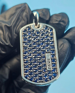 Colgante personalizado Teg de plata de ley 925 con excelente zafiro redondo para hombre, colgante de hip hop, joyería de moda para rapero. - Product Image 1