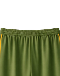 Pantalon de survêtement large vert olive personnalisé pour femme avec bande latérale jaune, taille élastique et cordon de serrage, décontracté, pour la détente, approvisionnement en gros OEM - Product Image 6