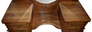Midcentury Solid Mahogany Makeup Vanity <b>with</b> Adjustable Mirror and <b>Storage</b> Drawers for Bedroom Hotel & Apartment - Product Image 4