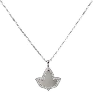Collier pendentif feuille en cristal argenté avec bordure en strass transparent, chaîne fine, élégant charme botanique, bijoux de mode pour femme, idéal pour les fêtes - Product Image 6