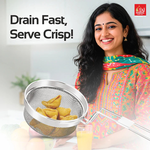 Wholesale S.S Deluxe Deep Fry <b>Strainers</b> Stainless Steel Fry Baskets With Handle Deep Fryer Skimmer for Kitchen - Product Image 6