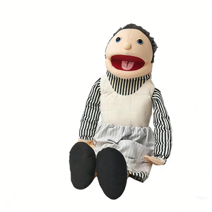 Marioneta de Mano Personalizada de Abuela Ventrilógica con Boca Móvil, Cuerpo Completo, Pelo de Hilo Gris, Estilo Vintage de Señora Mayor - Product Image 1
