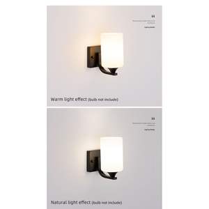 American Moder Style Indoor LED Wall Mount <b>Lamp</b> <b>Black</b> Matte White Glass Shade Farmhouse Bedroom <b>Bedside</b> Wall <b>Lamps</b> Wall Sconces - Product Image 6