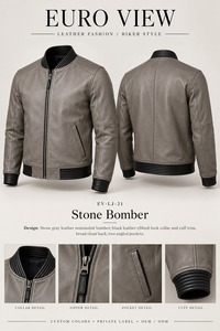 Chaqueta de Cuero Unisex para Invierno, Estilo Urbano, Sólida, Bordada, con Cierre Frontal de Cremallera, Logotipo Personalizado - Product Image 3
