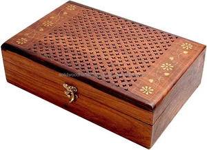 Cajas de madera talladas hechas a mano de alta calidad, organizador de joyeros, Ideas de regalo de madera para almacenar monedas de joyería - Product Image 1