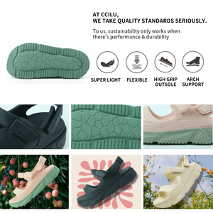 Femmes écologique anti-dérapant plate-forme sandale cheville sangles confortable unisexe crochet boucle chaussures ouvert imperméable été - Product Image 2