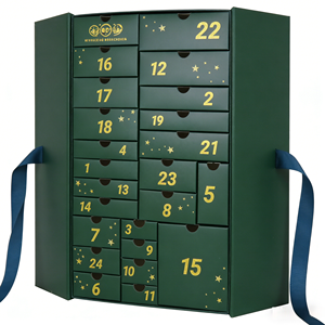 Caja de Embalaje para Calendario de Adviento de Cosméticos con 24 Cajones, Cartón, Regalo de Navidad, Laminación Mate, Papel Dorado Reciclable - Product Image 2