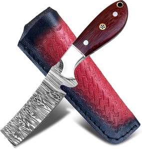 Hand Forged Damascus Steel Cowboy Bull Cutter <b>Knife</b> Custom OEM Full Tang EDC Fixed Blade Wood Handle With Leather Sheath - Product Image 1