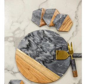 Modern Wooden Slate Cheese <b>Board</b> <b>Set</b> Stainless Steel Slicer Knife Charcuterie Serving Platter Dishwasher Safe for Cheese - Product Image 4