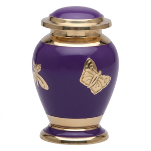 Urnas funerarias de latón con diseño de mariposas, acabado en color dorado y negro, urna metálica conmemorativa para cenizas. - Product Image 3