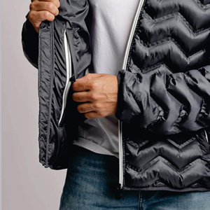Lightweight Men's Waterproof Breathable V-neck Puffer Jacket <b>Covered</b> <b>Button</b> Closure Black Winter Streetwear Casual Outerwear - Product Image 5
