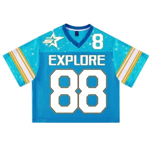 American Football Jersey Oversized Mesh Custom Graphic <b>Top</b> Y2K Aesthetic Streetwear Women's <b>Crop</b> Style Football Jersey Bulk - Product Image 1