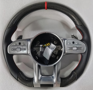 Volant en cuir perforé DOS pour <span class=keywords><strong>Mercedes</strong></span> Benz GLA 250 GLB 200 <span class=keywords><strong>GLC</strong></span> 300 GLE <span class=keywords><strong>250d</strong></span> GL 550 G 63 Volant en fibre de carbone - Product Image 1