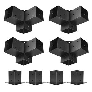 Kit 8 Pezzi Staffe Angolari a 3 Vie Rinforzate 4x4 Dimensione Interna 3.6x3.6 per Lavori in Legno Fai-da-te, Base per Pergola e Tettoia, Facile Installazione - Product Image 1