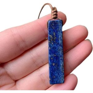 Natural Lapis Lazuli Crystal Pendant Necklace with Adjustable <b>Rope</b> <b>Chain</b> for Men - Product Image 4