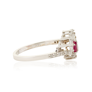 Unique Latest Design 4x5 mm Ruby & Diamond <b>Statement</b> Engagement <b>Ring</b> Wholesale 18K Real White Gold High Quality Bulk Jewelry - Product Image 5