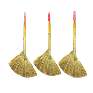 Balai à herbe écologique avec manche naturel, poils moyens, style classique pour le nettoyage des sols domestiques - Product Image 2