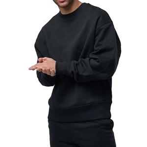 เสื้อสเวตเชิ้ตคอกลมทรงโอเวอร์ไซส์สำหรับผู้ชาย ผ้าฝ้าย 100% หนานุ่ม สำหรับฤดูใบไม้ร่วง ดีไซน์เรียบง่าย ปักลายเทคนิคพิเศษ ขายส่ง - Product Image 4