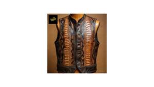 Chaleco de Cuero Grabado en Relieve para Hombre, Marca Champ King, Negro, Casual, Transpirable, Ecológico, con Cierre de Cremallera, para Invierno - Product Image 5