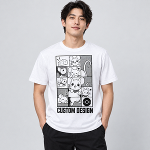 T-shirt blanc à manches courtes pour homme, col rond, coupe classique, jersey de coton, couleur unie, design simple - Product Image 3