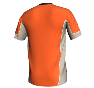 เสื้อฟุตบอลคอกลมสีส้มสำหรับผู้ชาย แขนสั้น ระบายเหงื่อได้ดี ลายธงชาติแบบเรขาคณิต ตัดสี โพลีเอสเตอร์ ทรงปกติ ใส่ได้ทุกฤดู - Product Image 3