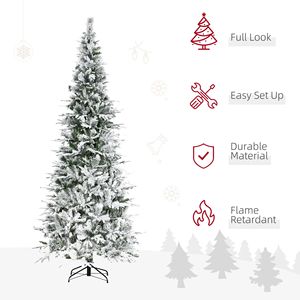 210 cm Luxury Pine Artificial Christmas Tree 9ft Snow Flocked Pre-Lit with 1159 Green <b>Branches</b> Warm <b>Light</b> for Indoor Decoration - Product Image 4