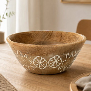 Recipiente Clásico para Frutas de Madera con Vetas Profundas – Centro de Mesa Minimalista con Acabado Liso - Product Image 4