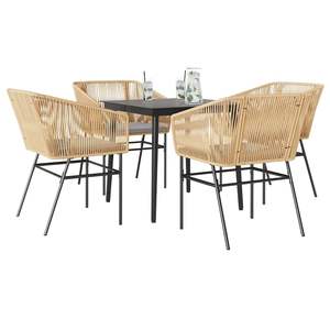 Ensemble de salle à manger de jardin 4 places en rotin PE marron avec housses amovibles, mobilier d'extérieur au design contemporain, structure en acier - Product Image 1