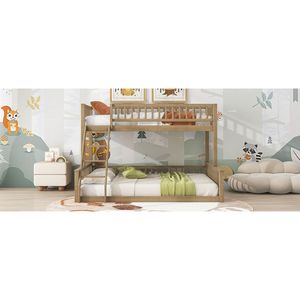 Letto a Castello Twin XL Sopra Queen Color Noce con Scala e Sponde di Sicurezza per Bambini - Product Image 6