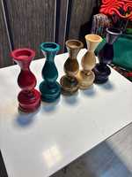 Porte-bougie artisanal en bois de manguier coloré |   Support de bougie en bois coloré pour Noël